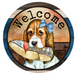 Wreath Sign, Welcome Sign, Beagle Sign, 10" Round Metal Sign DECOE-288, Sign For Wreath, DecoExchange - DecoExchange