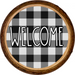 Wreath Sign, Welcome - Buffalo Check Wood Round 18" Wood Round  Sign DECOE-180, DecoExchange, Sign For Wreaths