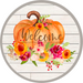 Wreath Sign, Welcome Sign, Fall Sign, 18" Wood Round  Sign DECOE-727, Sign For Wreath, DecoExchange