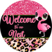 Wreath Sign, Welcome Sign, Flamingo Sign, 10" Round Metal Sign DECOE-296, Sign For Wreath, DecoExchange - DecoExchange