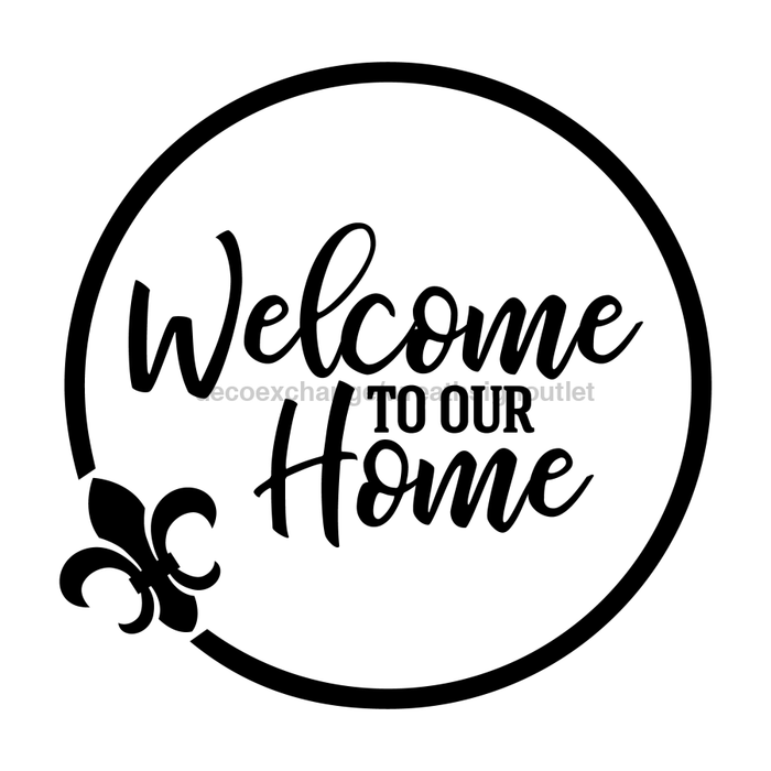 Wreath Sign, Welcome Home, Fleur De Lis Sign, DECOE-1019, Sign For Wreath, DecoExchange - DecoExchange®