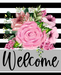 Wreath Sign, Welcome Sign, Pink Roses, Everyday Sign, 8x10"Metal Sign DECOE-571, Sign For Wreath, DecoExchange - DecoExchange