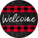 Wreath Sign, Welcome Sign, Red and Black Sign, 18" Wood Round  Sign DECOE-848, Sign For Wreath, DecoExchange