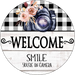 Wreath Sign, Welcome Sign, Smile your on camera sign, Round Sign, DECOE-507, Sign For Wreath, DecoExchange - DecoExchange