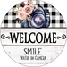 Wreath Sign, Welcome Sign, Smile your on camera sign, Round Sign, DECOE-507, Sign For Wreath, DecoExchange - DecoExchange