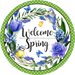 Wreath Sign, Welcome Spring Sign, Blue Flower Sign, DECOE-527, Sign For Wreath, DecoExchange - DecoExchange