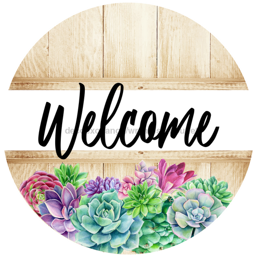 Wreath Sign, Welcome Sign, Succulent Sign, DECOE-1182, Sign For Wreath, Round Sign, DecoExchange - DecoExchange®