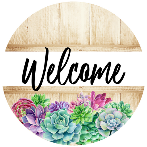 Wreath Sign, Welcome Sign, Succulent Sign, DECOE-1182, Sign For Wreath, Round Sign, DecoExchange - DecoExchange®