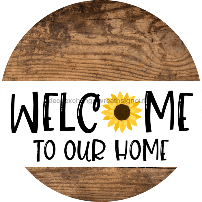 Wreath Sign Welcome Sunflower Decoe-2353 For Round 10 Metal