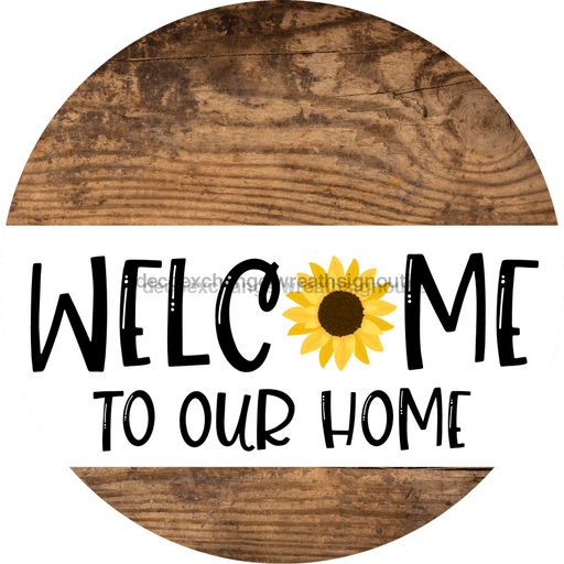 Wreath Sign Welcome Sunflower Decoe-2353 For Round 12 metal