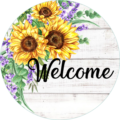 Wreath Sign, Welcome Sign, Sunflower Sign, DECOE-536, Sign For Wreath, DecoExchange - DecoExchange