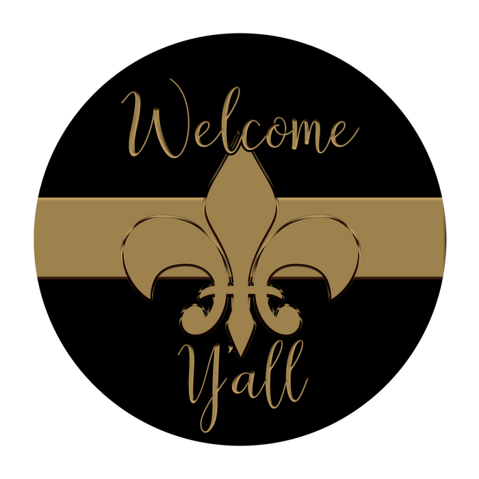Wreath Sign, Welcome Yall, 18" Wood Round Sign, DECOE-628, DecoExchange, Sign For Wreath - DecoExchange®