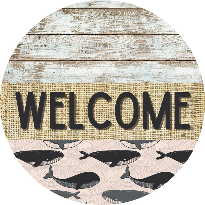 Wreath Sign, Whale Sign, Crustaceancore Sign, DECOE-2094, Sign For Wreath, Round Sign, DecoExchange - DecoExchange®