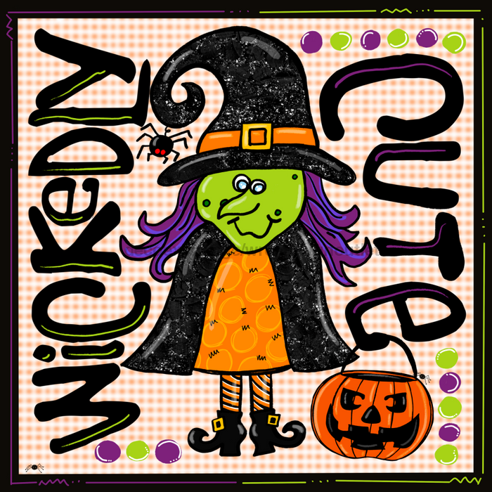Wreath Sign, Wickedly Cute Halloween 10"x10" Metal Sign DECOE-152, Sign For Wreath, DecoExchange - DecoExchange