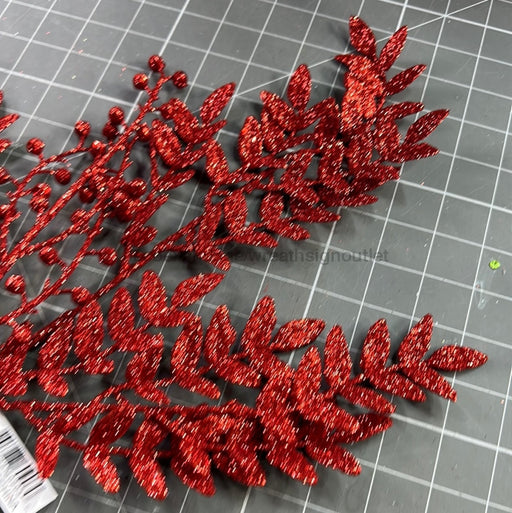 Xmas Leave Spray Red 60903 Pick