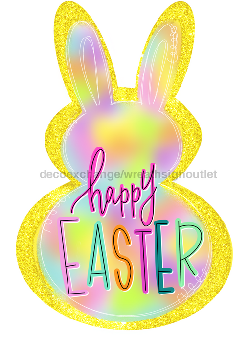 Yellow Easter Bunny Door Hanger Tww-W-0008 22’ Wood