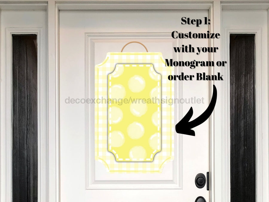 Yelow Last Name Initial Sign Welcome Custom Decoe-W-189-Dh For Wreath Round 22 Wood Cutout Door