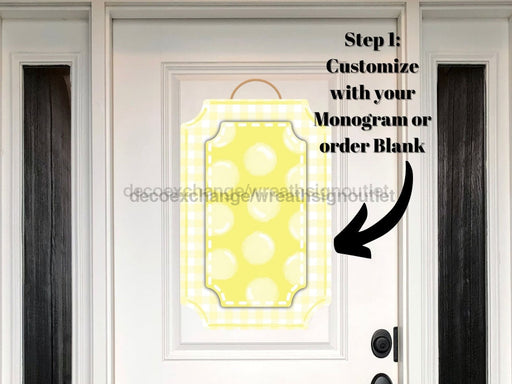 Yelow Last Name Initial Sign Welcome Custom Decoe-W-189-Dh For Wreath Round 22 Wood Cutout Door