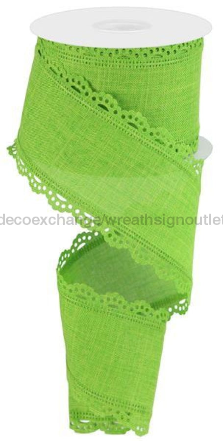 2.5"X10Yd Scalloped Edge Royal Burlap Fresh Green RGC1303LT - DecoExchange