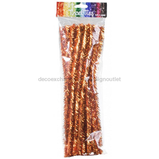 20mm Tinsel Tie Stems: Metallic Orange (25) MA000138 - DecoExchange