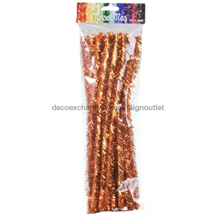 20mm Tinsel Tie Stems: Metallic Orange (25) MA000138 - DecoExchange