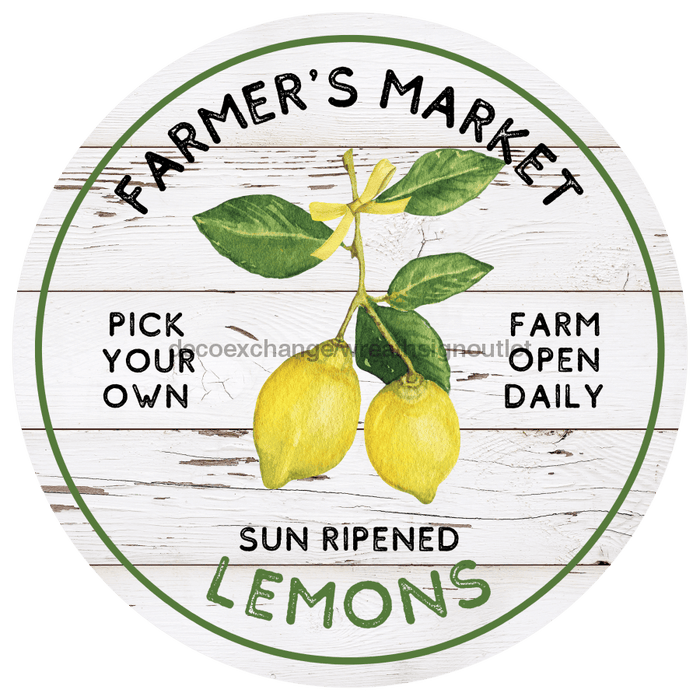 Lemon Sign, Farmers Market Sign, VINYL-DECOE-4063, 10" Vinyl Decal Round