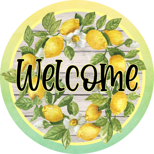 Lemon Welcome Sign, DECOE-4048, 10" Metal Round