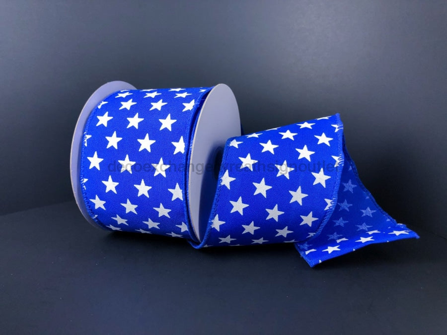 Ryl Blue Satin/Wht Stars 2.5X10Y 41223-40-25 Ribbon