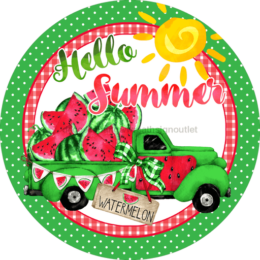 Welcome Sign, Summer Sign, Watermelon Sign, VINYL-DECOE-4055, 10" Vinyl Decal Round