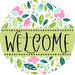 Welcome Wreath Sign, Floral Wreath, DECOE-4134, 10 metal Round