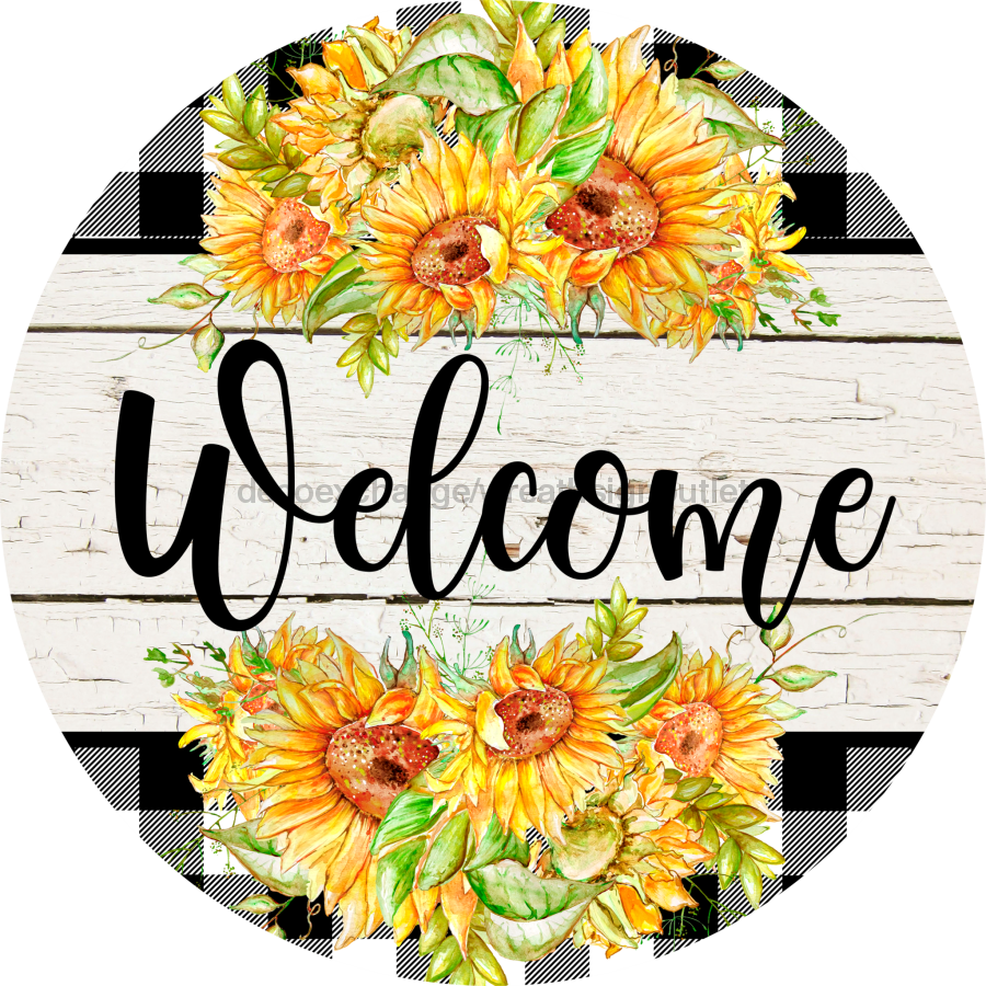 Wreath Sign, Fall Sign, Welcome Sunflower Sign, 10