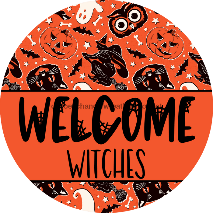 Wreath Sign Halloween Wreath Sign Welcome Witches Decoe-2375 For Round 12 metal