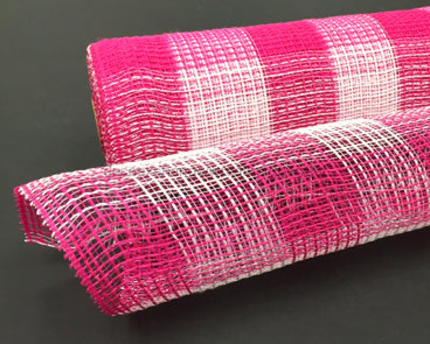 Xb99010-28: Fuch-Wht Plaid Fabric Mesh 10X10Y